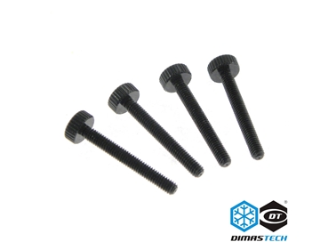 DimasTech® RadExt ThumbScrews Metric M2,5 x 25mm (4 Pieces) Deep Black